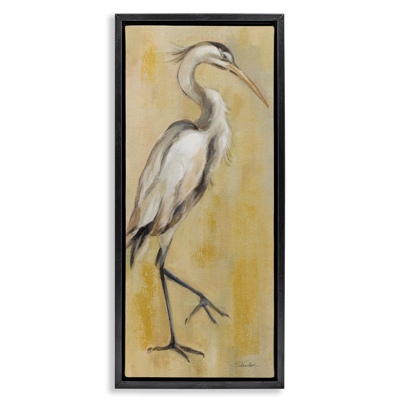 Stupell Industries Vintage Heron Stepping Floating Frame By Silvia Vassileva